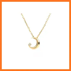 【新品】 PLUSTER ダイヤモンド ネックレス 一粒 (月 ペンダント) アレルギー対応 シルバー925 18金仕上げ コーティング (ギフト ボックス セット) /レディース メンズ ジュエリー アクセサリー 誕生日 クリスマス プレゼント 1