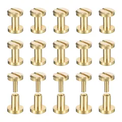 uxcell 30個入り 真鍮製シカゴスクリュー、5x6mm フラットヘッド スクリュー バック バインディングポスト スタッド リベット ファスナー レザークラフト DIY用 ベルトストラップ