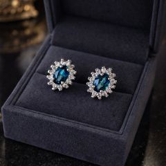 SWAROVSKI 大ぶり ピアス クリスタル 希少品 マルチカラー ブルー系