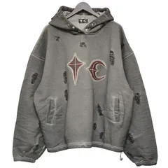 サグクラブ ブラックパーカー フード付き シルバー刺繍