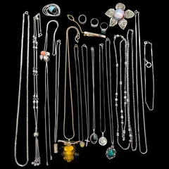 【遺品整理まとめて■65】ジュエリー　20点　SILVER925　多数　べっ甲　ネックレス　リング　ブローチ　アクセサリー