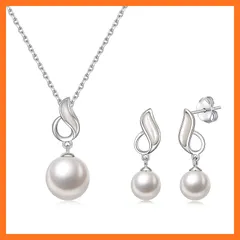 【新品】 [PHNIBIRD] パール ネックレス ピアス レディース セット 貝パール 大粒です 結婚式 シルバー925 金属アレルギー対応ピアス ペンダント ネックレス カジュアル 貝殻 退職 バレンタイン ギフト ホワイトデー お返し 入学式 卒業式 1