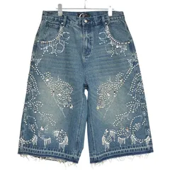 The Boy Has No Patience　ザボーイハズノーペーシェンス　LUMINOUS RHINESTONE CROPPED JEANS　ラインストーンデニムショートパンツ　25WO-NP-AW01　8054000233045