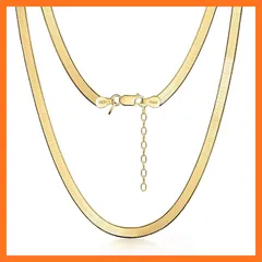 【新品】 [Amberta] レディース 925 スターリングシルバー フラットスネークチェーン：18K ゴールドメッキ スターリングシルバー 4.5mm 45cm 1