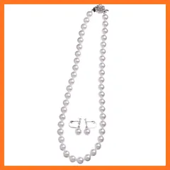 【新品】 高級花珠オーロラ本貝パール9mmネックレス イヤリング ピアス セット 日本製 16インチ (オーロラクリーム ＆ イヤリング) 0