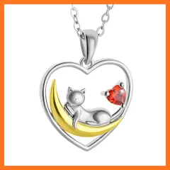 【新品】 [AILIN] 誕生石ネックレス レディース ペンダント ハート 天然ガーネット誕生石 猫好きプレゼント 金属アレルギー対応 結婚記念日 プレゼント 1月 結婚記念日 プレゼント 妻 0