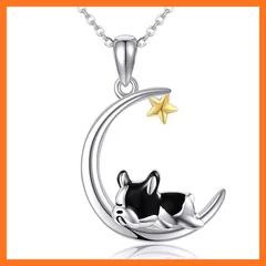 【新品】 [YFN] フレンチブルドッグ ネックレス シルバー925 金属アレルギー対応 三日月 星 犬 ネックレス フレンチブルドッグ アクセサリー レディース 誕生日プレゼント 0