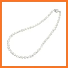 【新品】 [咲屋] 貝パール ネックレス 真珠 冠婚葬祭 卒業式 入学式 葬儀 貝パール ネックレスセット 卒園式 入園式 成人式 結婚式 アクセサリー セット 6mm42cm ネックレス単品 (ホワイト) 0