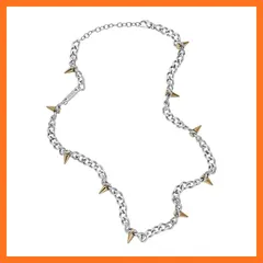 【新品】 DIESEL オールジェンダー ステンレススチール チェーンネックレス, Length: 450mm+50mm, Width: 6mm, ステンレス鋼, 宝石なし シルバー/ゴールドチェーン 1