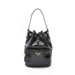 プラダ PRADA ハンドバッグ デュエット ナプラックパテント バケットバッグ 1BH0382DNTF0002 ブラック パテントレザー 2wayショルダーバッグ レディース 新品