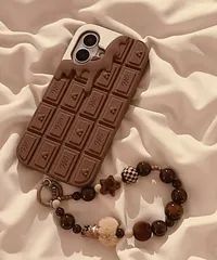 立体チョコレート風 カートゥーン iPhoneケース（iPhone 13/14/15/16ProMax/17対応）柔らかシリコン 可愛いチェーン付き