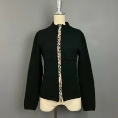 BURBERRY LONDON BLUE LABEL バーバリー ブルーレーベル ニット カーディガン フルジップ ジャケットノバチェック ブラック レディース FBF64-693