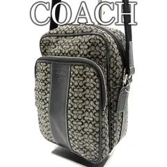 COACH コーチ ミニシグネチャー 縦型 ショルダーバッグ キャンバス レザー グレー ブラック 肩掛け 斜め掛け スクエア コンパクト 軽量 フロントポケット シルバー金具 デイリー対応 Y2K テイスト バッグ