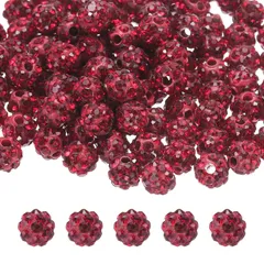uxcell 100個入り 6mm ビーズ アクセサリー製作用 ラインストーン ビーズ ネックレス ブレスレット クリスマス用 ディープレッド