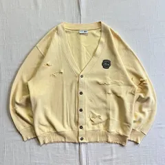 80s　vintage　ヴィンテージ　CHEMISE LACOSTE　オールドラコステ　ボロ加工　短丈　コットンカーディガン　文字ワニロゴ刺繍　エンブレムワッペン　グランジ　Y2K　C-BOY　logo wappen×boro cotton cardigan