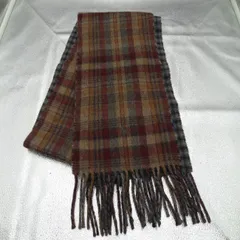 POLO RalphLauren チェック柄マフラー ポロラルフローレン ブラウン系 グレー柄 リバーシブル フリンジ付