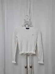 (キッズ) ポロ ラルフローレン 白 ケーブルニット