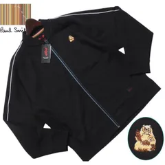 新品正規品 Paul Smith ポールスミス 裏フリース 刺繍 ジップアップ ブルゾン/ジャケットLブラック(019) 82-7183