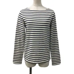 ビームスハート BEAMS HEART カットソー Tシャツ ロンT プルオーバー ボートネック ボーダー 長袖 白 紺 ホワイト ネイビー