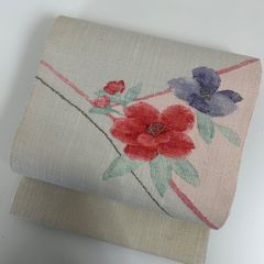 h*r様 名古屋帯 正絹 真綿紬 大柄花の織り出し 八寸 八寸名古屋帯 正絹 中古 西陣織 紬 花 カジュアル 【mm498】 - メルカリ