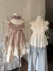 レディース ビスチェ バカンス 夏 フリル キャミソール ブラウス ビスチェ