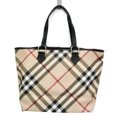 バーバリー(Burberry) ノバチェック メンズ,レディース PVC,レザー トートバッグ ベージュ,ブラック