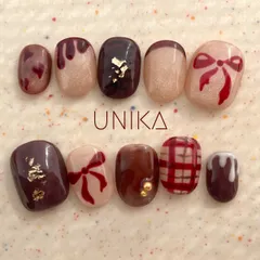 現品【ベリーショート】ネイルチップ バレンタイン マグネットネイル チョコレート