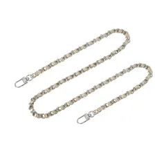uxcell バッグチェーン 長さ100cm 93g カバン レザー アイアン バックルの長さ33 mm ショルダー紐 チェーンストラップ 持ち手 取っ手 交換 付け替え 修理 金色ストラップ シルバー色チェーン