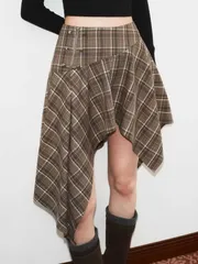 新作 タータンチェック スカート レイヤード