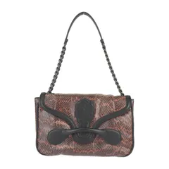 BOTTEGAVENETA ボッテガヴェネタ リアルト ショルダーバッグ 363799 パイソン レザー  ピンクブラウン系 ブラック  イントレチャート チェーンショルダー 