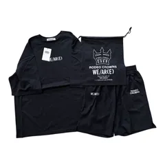  【タグ付き新品】RODEO CROWNS WE ARE セットアップ Tシャツ ハーフパンツ バッグ付き ブラック メンズ F【Z1743】