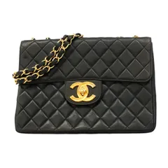 ★SALE【6ac3198】シャネル ショルダーバッグ デカマトラッセ ラムスキン ブラック ゴールド金具【中古】レディース