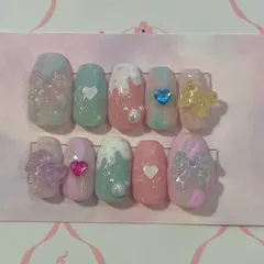 ネイルチップ バレンタイン パステルカラー