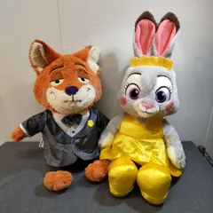 【タグ付き】Disney　ディズニー　ズートピア2　FukuFuku V-BIG ぬいぐるみ　ニック　ジュディ　L1787