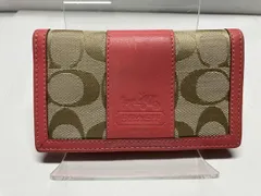 COACH シグネチャー カードケース ブラウン×ピンク 二つ折り
