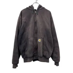 Carhartt 無地スウェット フェード ジップパーカー 2XL位 ブラック系 カーハート ワンポイント 雰囲気系 グッドボロ 秋物 a801-6255