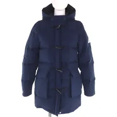 美品◇Cape Heights ケープハイツ CHW111296217 DALMANY レザー使い ロゴワッペン フード付 ダッフルダウンコート ネイビー M 正規品 レディース