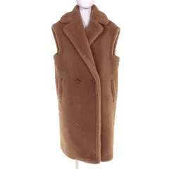極美品△Max Mara マックスマーラ 127102116 テディベア キャメル シルク ノースリーブ コート ブラウン XS イタリア製 正規品 レディース