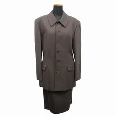 コムサデモード COMME CA DU MODE 2点 セット アップ スカート スーツ ウール ジャケット ブレザー 肩パッド グレンチェック 茶色 ブラウン レディースのサムネイル
