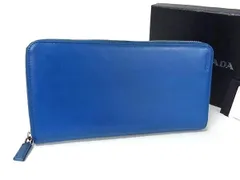 PRADA プラダ 財布 サフィアーノ 2ML220 ブルー レザー メンズ ラウンドファスナー 長財布
