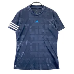 サイズ：OT ADIDAS GOLF アディダスゴルフ 2023年モデル HM8379 モックネック 半袖Tシャツ ロゴ総柄 ネイビー系 [240101579735] ゴルフウェア レディース ストスト