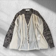 【美品】アナディス　リネンニット　長袖カーディガン　異素材　透け感　レディース　38サイズ　ブラウンのサムネイル
