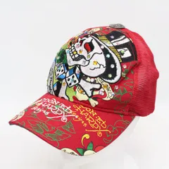 655)【美品】エドハーディー Ed Hardy スカルメッシュキャップ メンズ