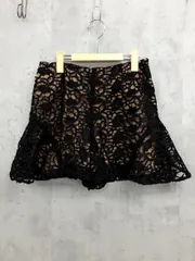 snidel スナイデル レースヘムフリルSPT ショート イージー パンツ size０/ベージュ/黒 ■■ レディース