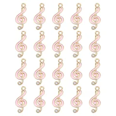 uxcell エナメル音楽テーマのペンダント 音符型装飾 20個セット 9 x 21mm 亜鉛合金製 ネックレス イヤリング DIY オーナメント ハンドメイド 手作り 工芸品 ピンク