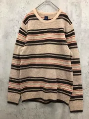 GAP ギャップ ランブスウール マルチボーダー ニット セーター sizeM/ベージュ/ブラウン/オレンジ ◆■ メンズ