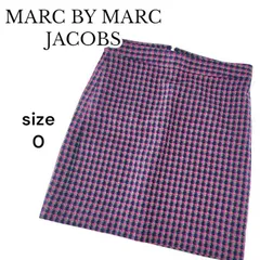 【美品】Marc by Marc Jacobs マークバイマークジェイコブス ミニスカート サイズ0 ひざ丈 チェック マルチカラー 台形スカート レディースのサムネイル