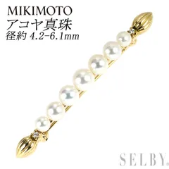 ミキモト K18YG アコヤ 真珠/パール ダイヤモンド ブローチ 径約4.2-6.1mm