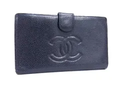 CHANEL シャネル 長財布 ココマーク A13498 ブラック キャビアスキン レディース 二つ折り がま口 ゴールド金具