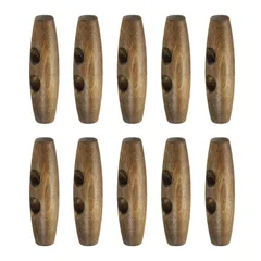 uxcell 10個入り 木製トグルボタン 45mm/1.8インチ 木製オリーブ型 裁縫ボタン 2穴 角型オーバルボタン コート・セーター・衣服用DIY手芸アクセサリー ライト茶色